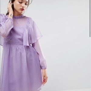 ASOS Metallic Spot Ruffle Smock mini dress